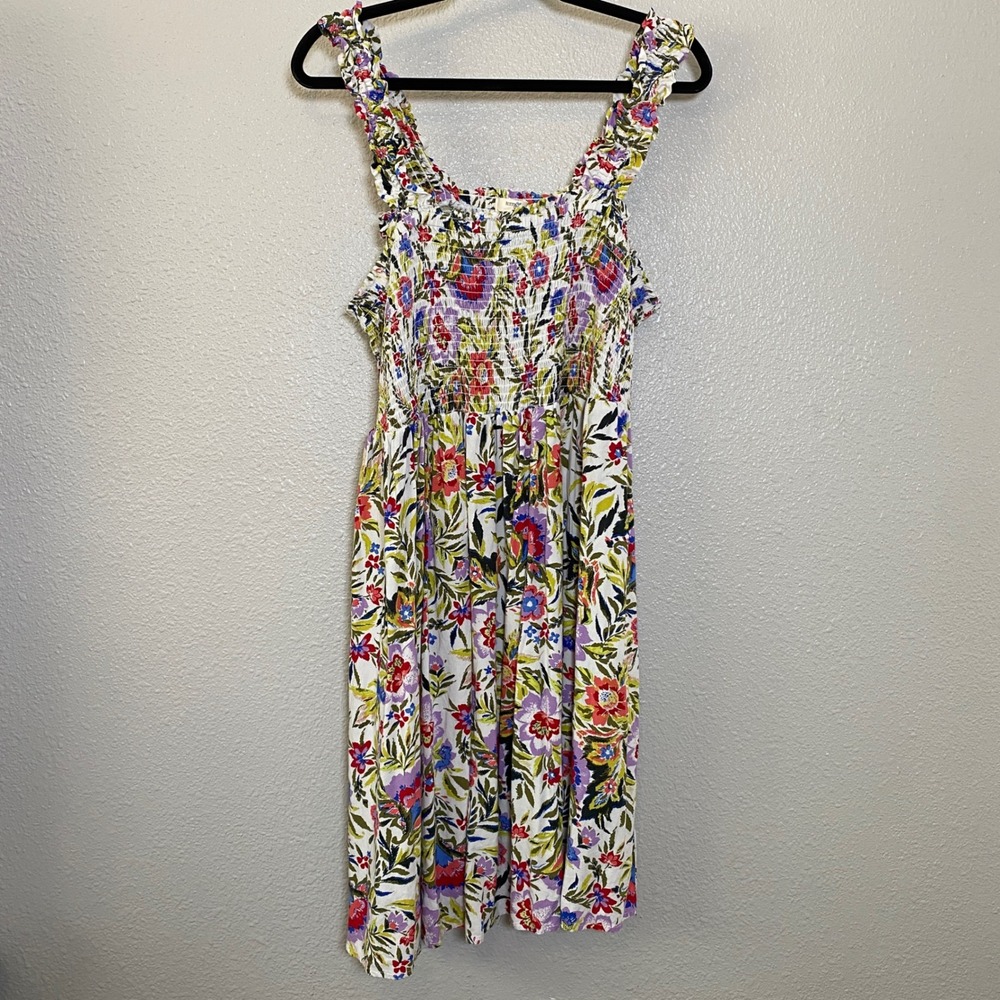 Colorful Floral Cottagecore Feminine Smocked‎ Babydoll Dress Casual Summer 14W